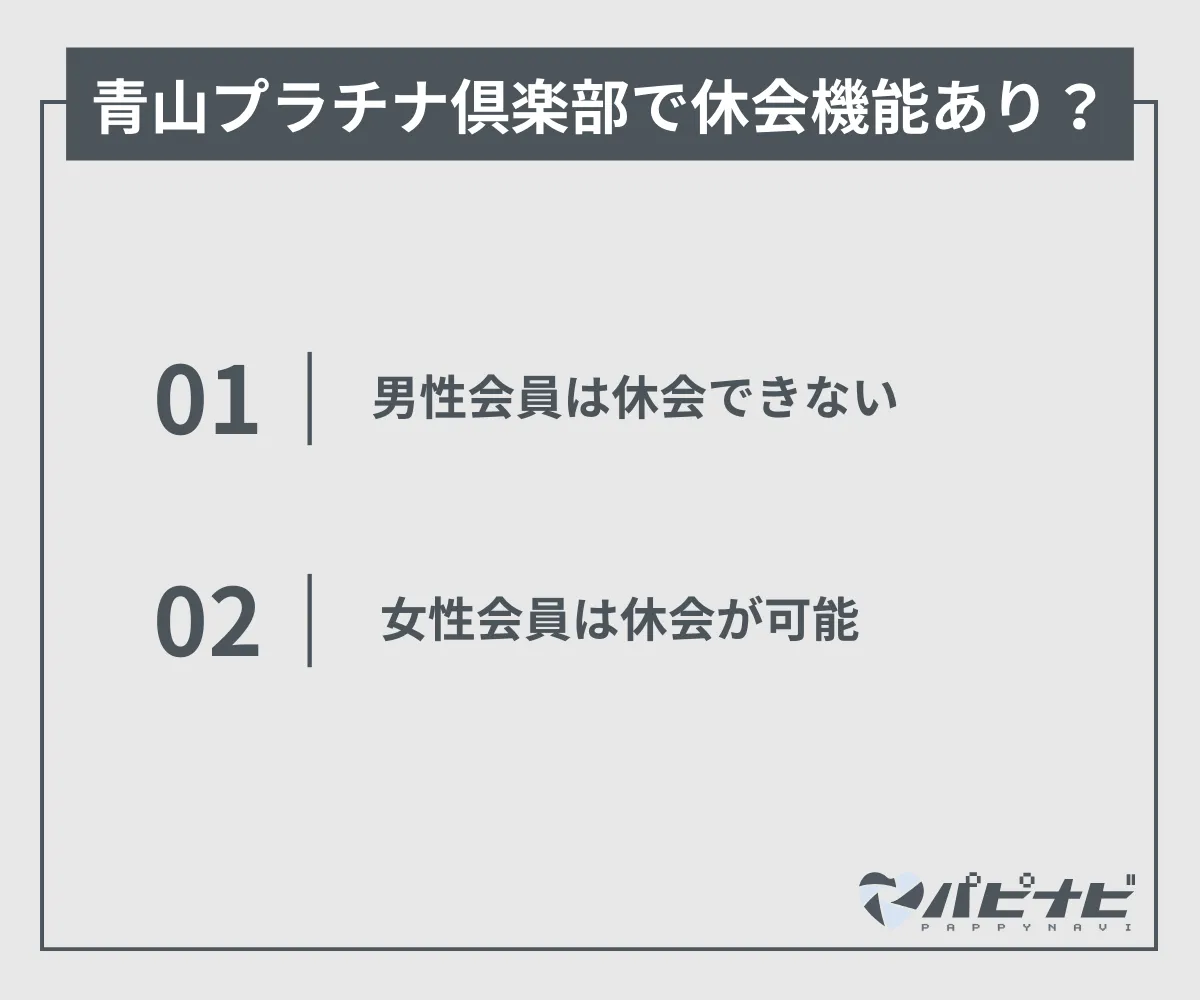 青山プラチナ倶楽部の休会制度