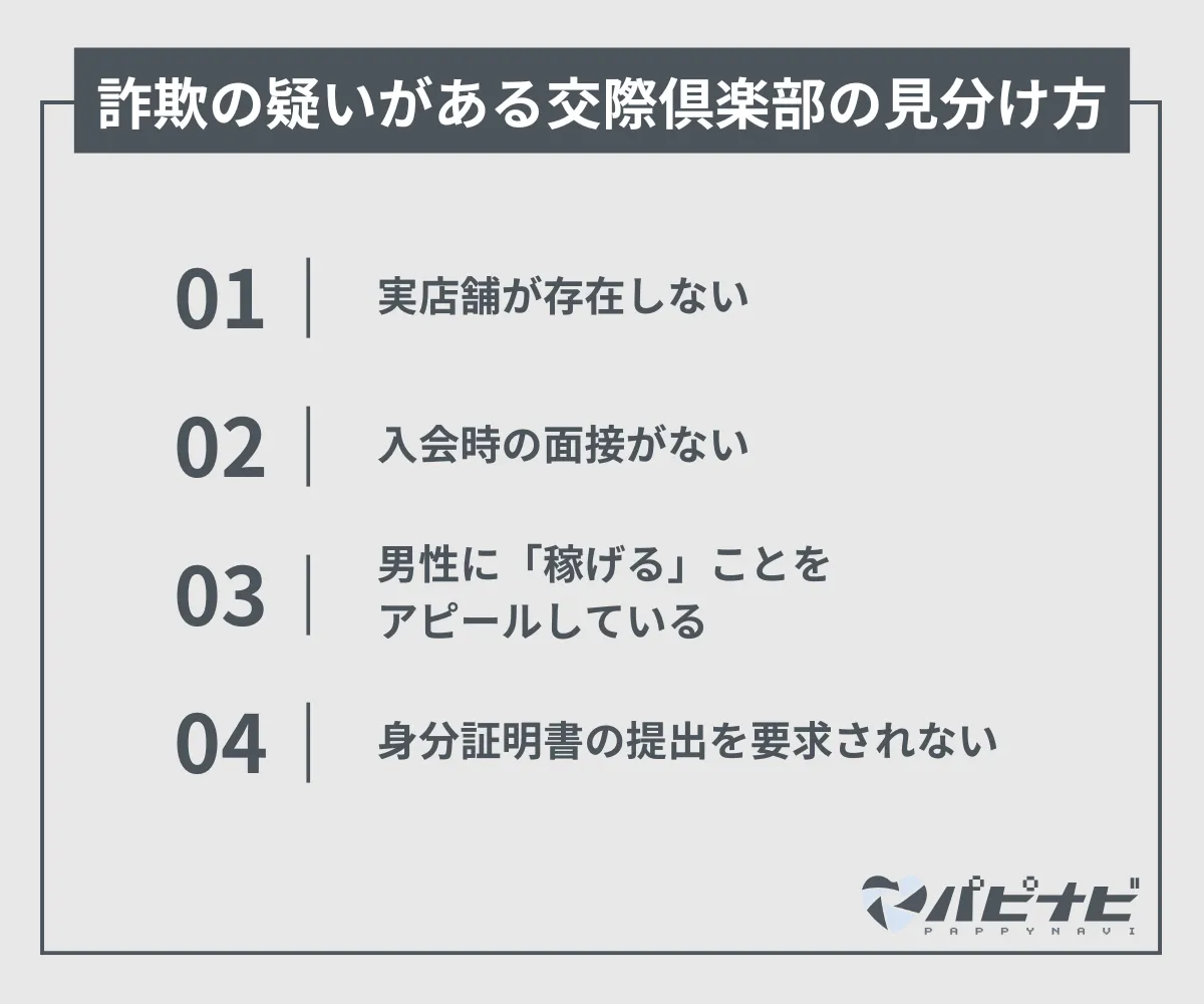 詐欺の疑いがある交際クラブの見分け方