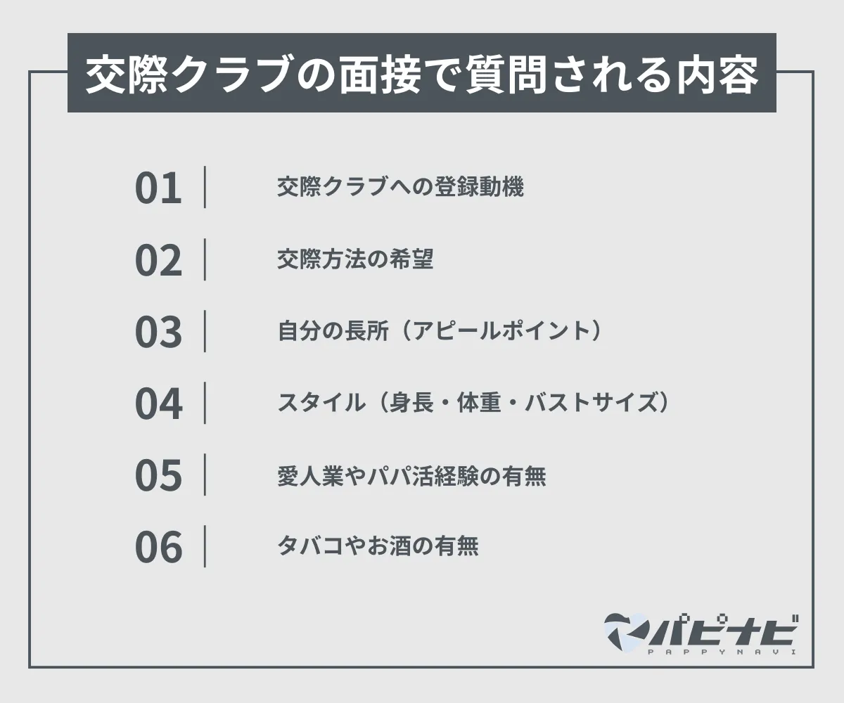 交際クラブの面接で質問される内容