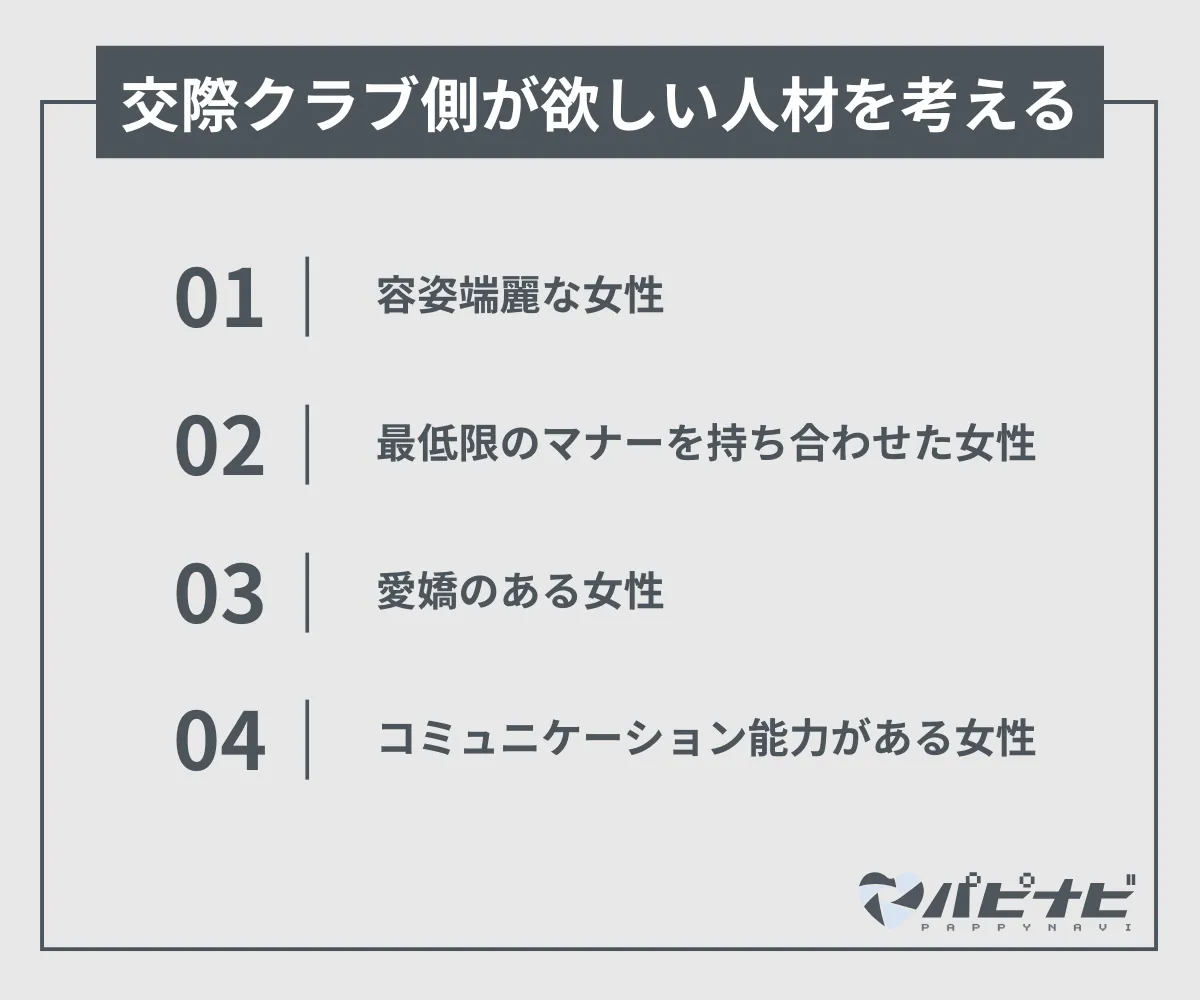 交際クラブが欲しい人材を考える