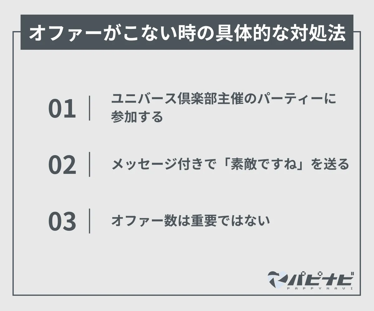 ユニバース倶楽部でオファーがこない時の対処法