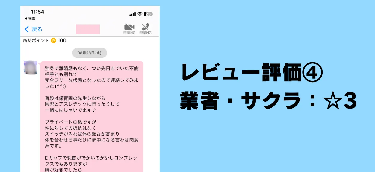 ハッピーメール レビュー評価④：業者・サクラ：☆3