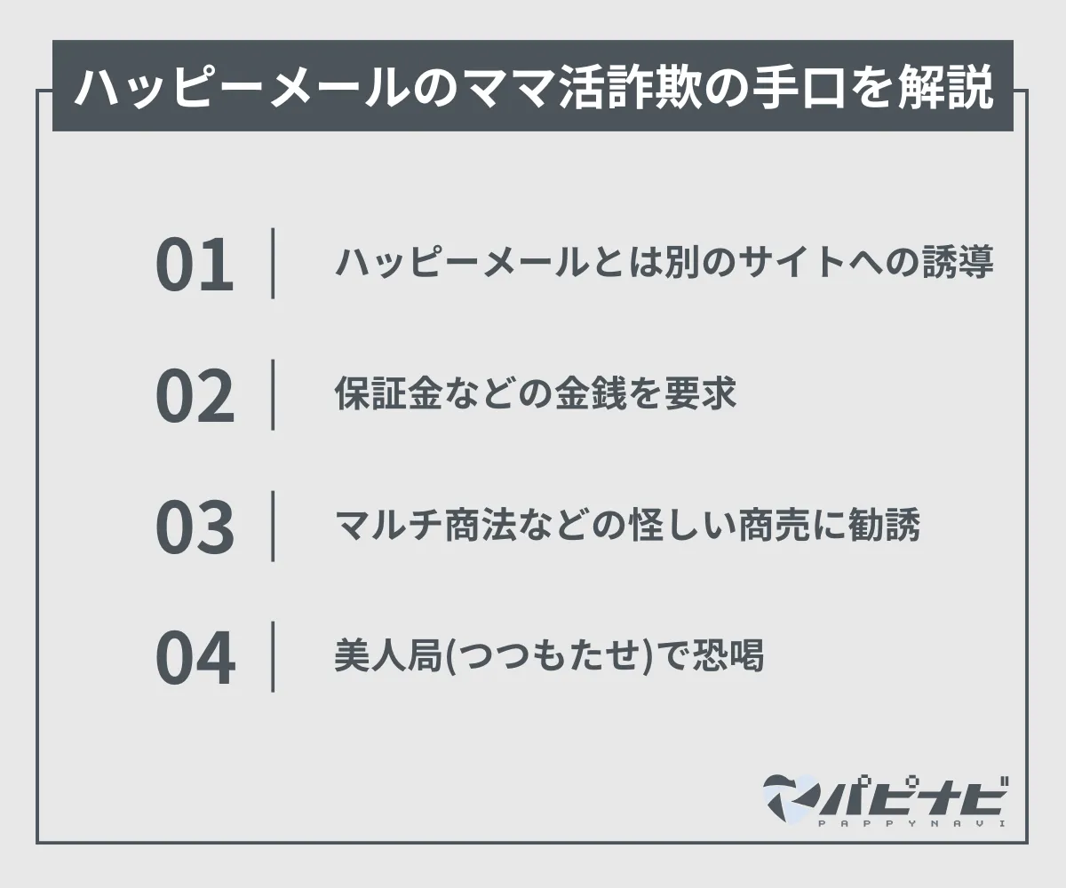 ハッピーメールのママ活詐欺の手口