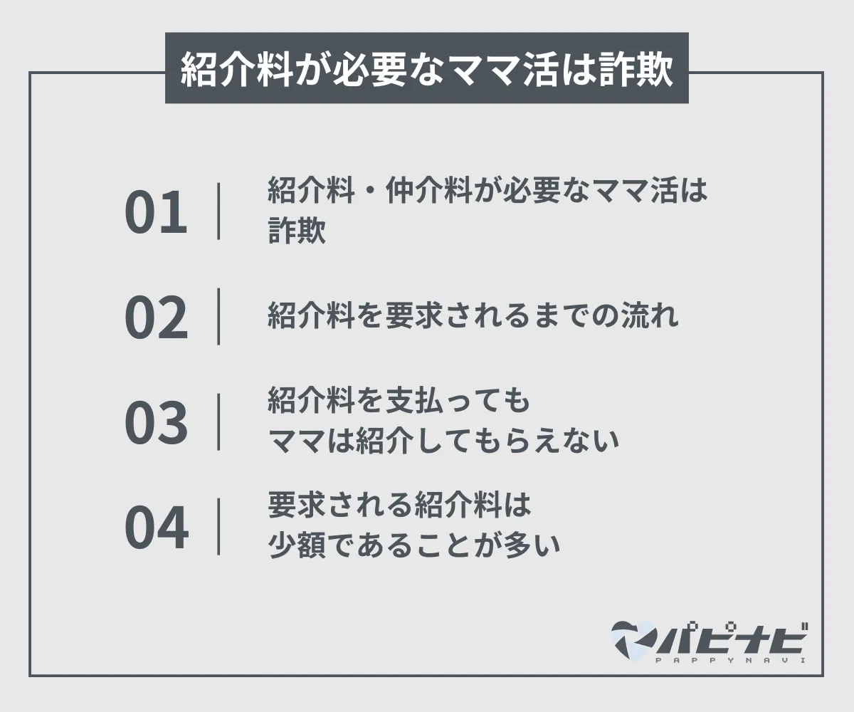 紹介料が必要なママ活は詐欺