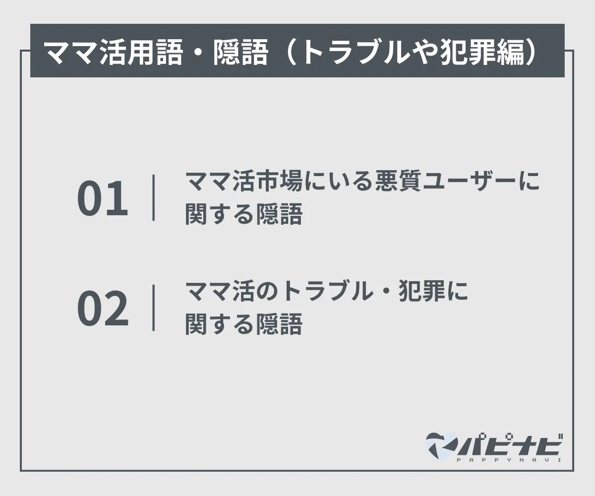 ママ活用語・隠語（トラブルや犯罪編）