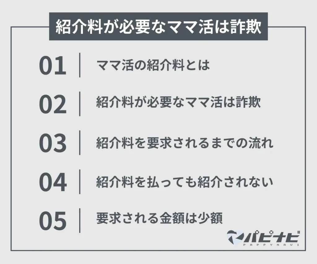 紹介料が必要なママ活は詐欺