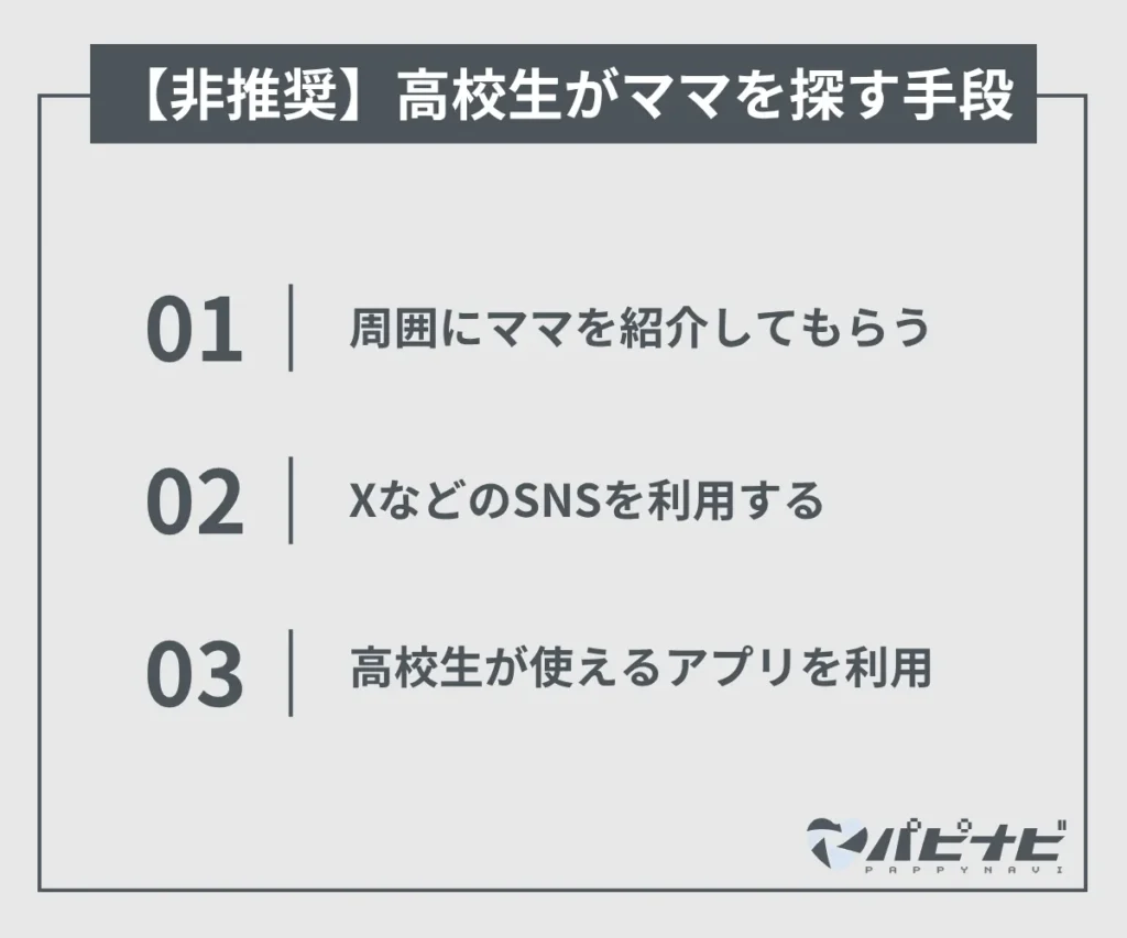 【非推奨】高校生がママを探す手段