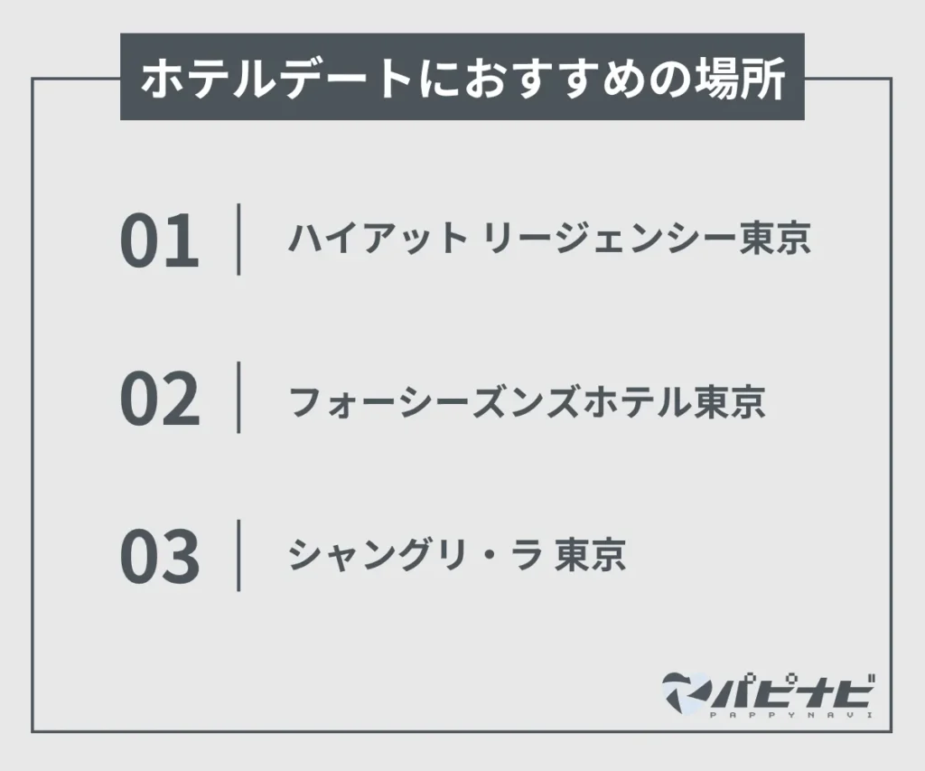 ホテルデートにおすすめの場所