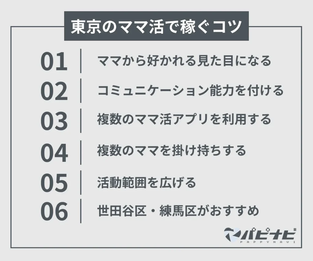 東京のママ活で稼ぐコツ
