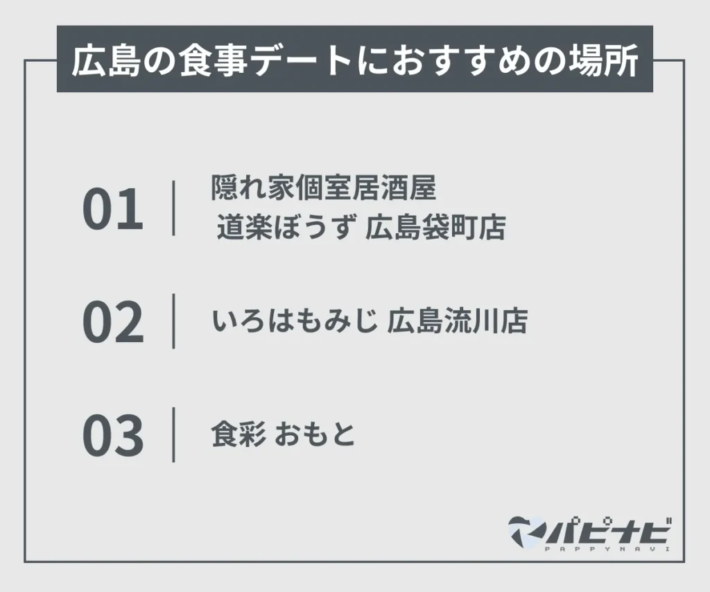 広島の食事デートにおすすめの場所