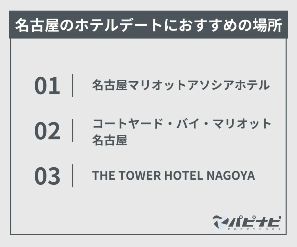 名古屋のホテルデートにおすすめの場所