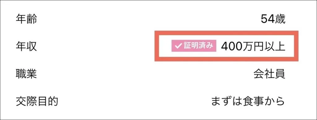 ラブアンの年収証明済み画面①