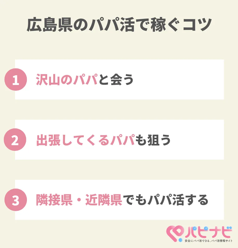 広島県のパパ活で稼ぐコツ