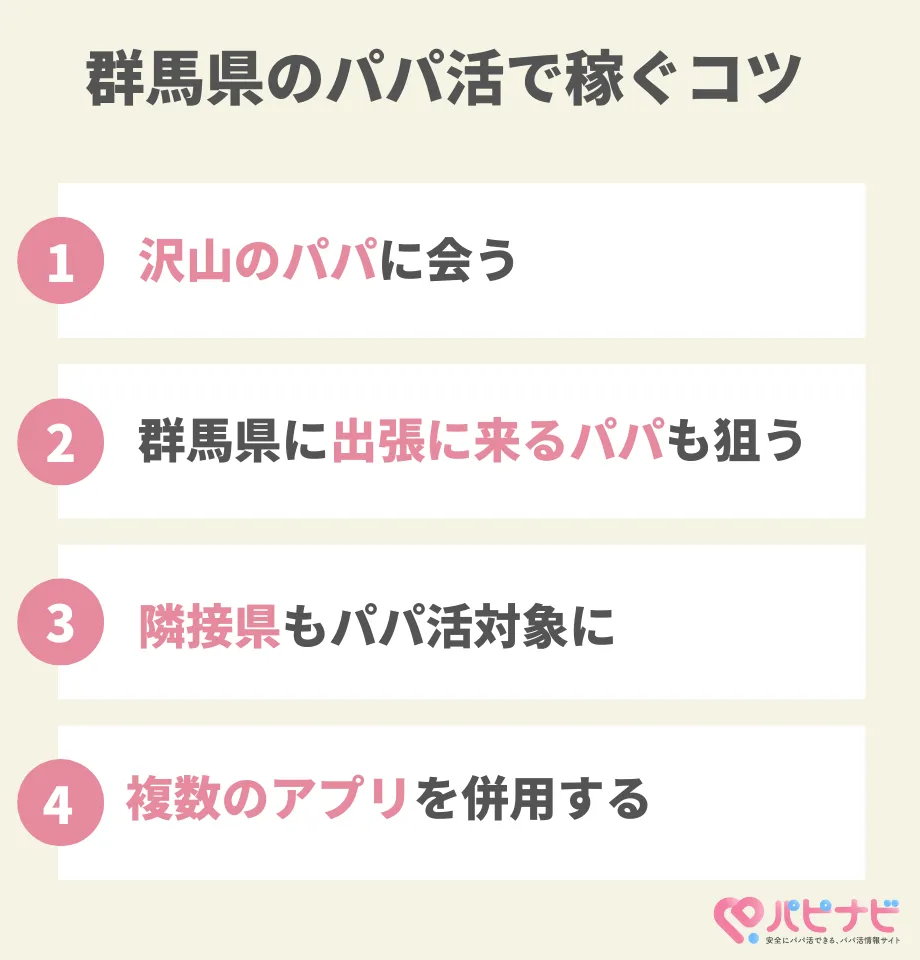 群馬県のパパ活で稼ぐコツ