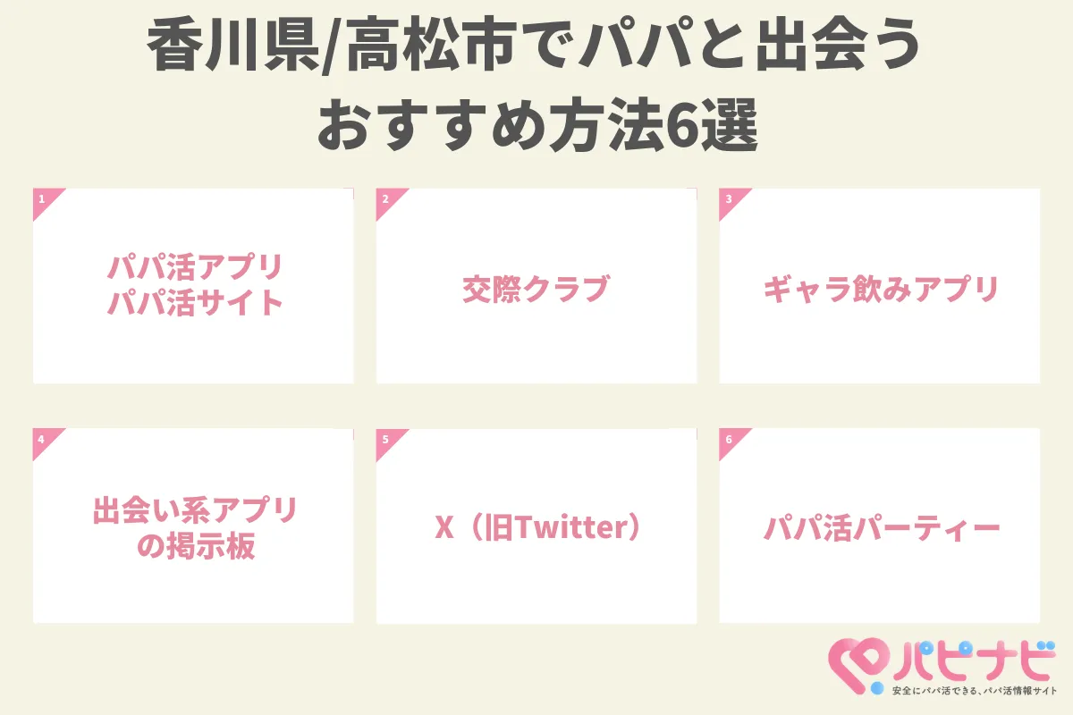 香川県/高松市でパパと出会うおすすめ方法6選