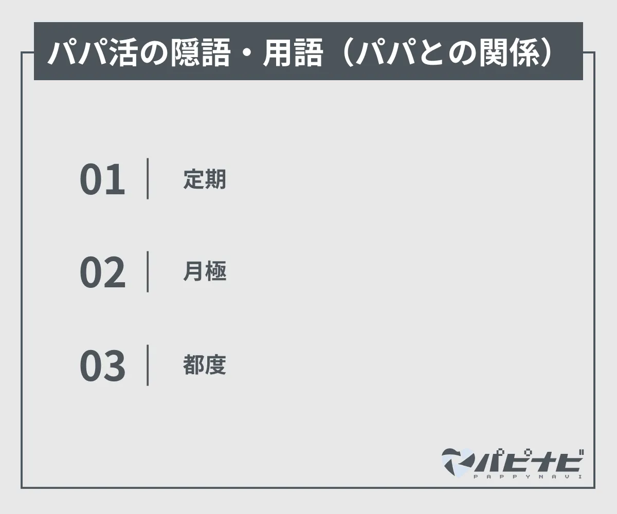 パパ活の隠語・用語（パパとの関係）