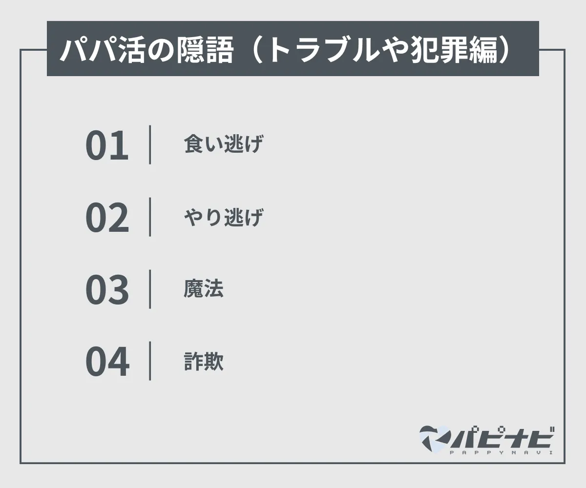 パパ活の隠語・用語（トラブルや犯罪編）