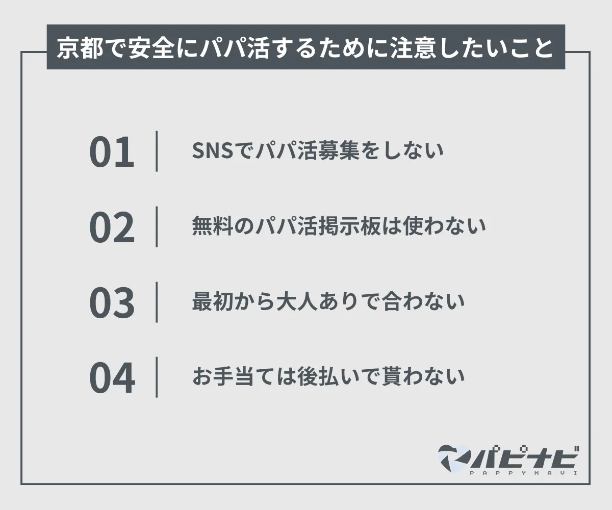 京都で安全にパパ活をするために注意したいこと