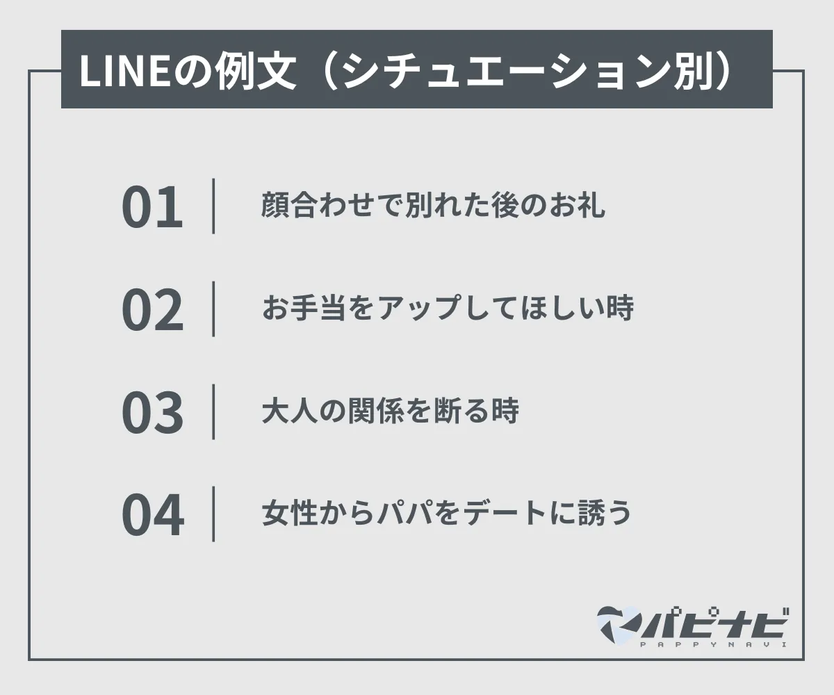 パパ活LINEの例文（シチュエーション別）