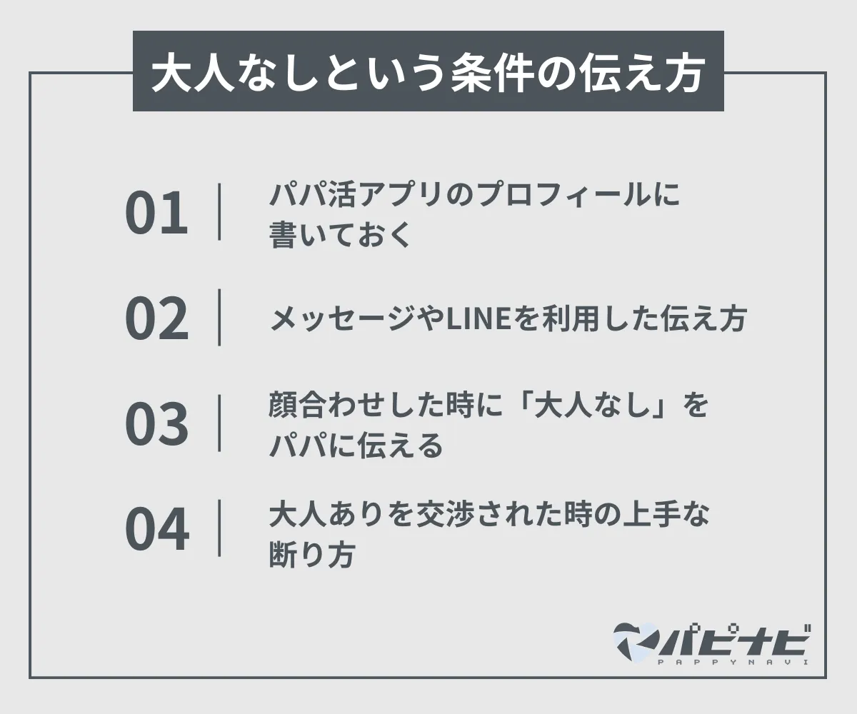 大人なしという条件の伝え方