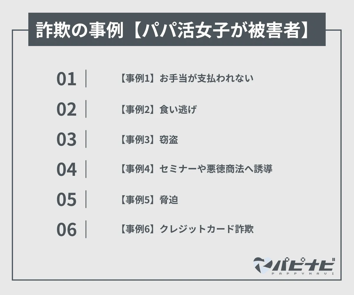 パパ活でよくある詐欺の手口やトラブル事例【パパ活女子が被害者】