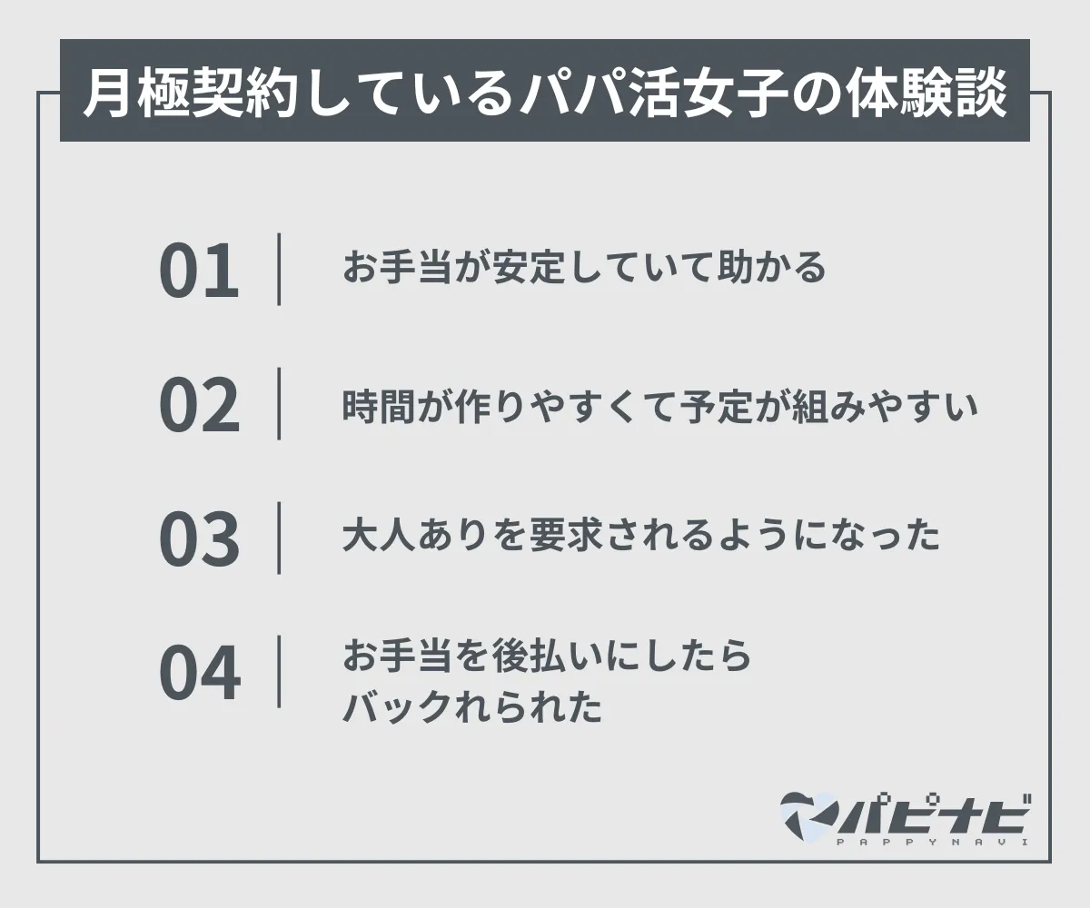 月極契約しているパパ活女子の体験談