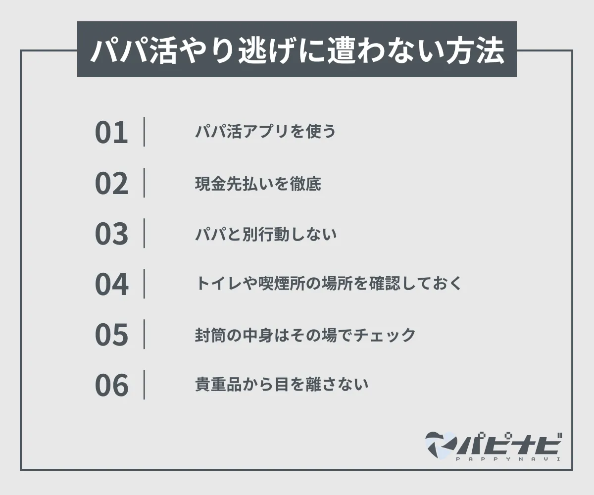 パパ活やり逃げに遭わない方法を解説