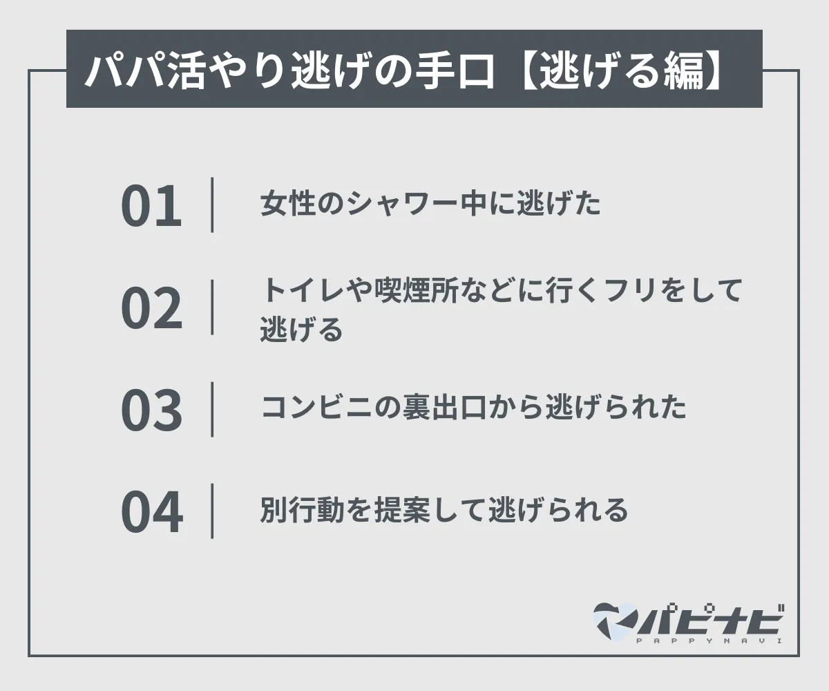 パパ活やり逃げの手口【逃げる編】