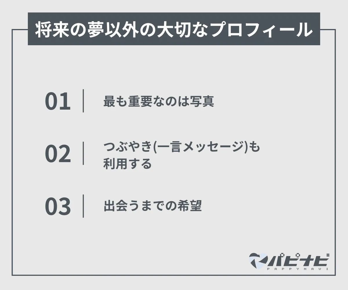 将来の夢以外の大切なプロフィール項目