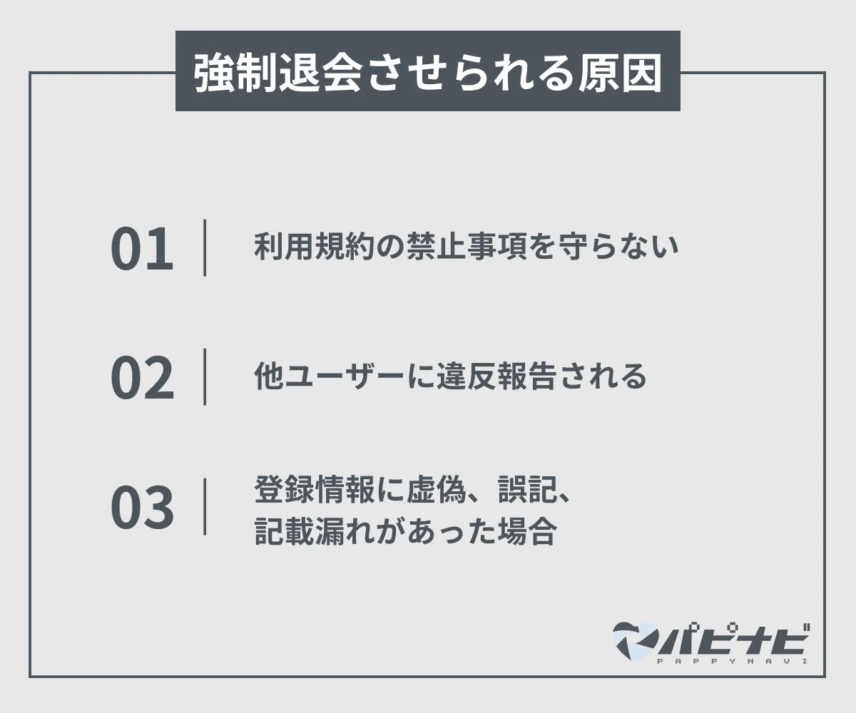 ペイターズを強制退会させられる原因