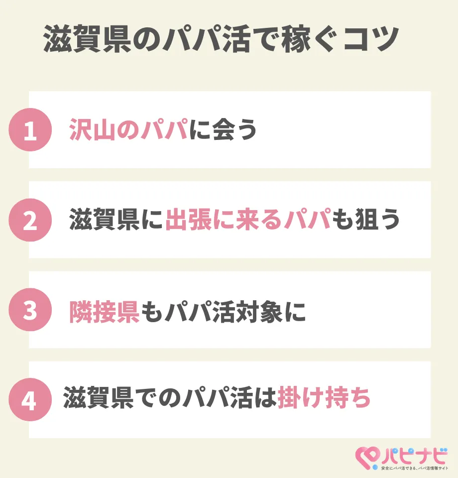 滋賀県のパパ活で稼ぐコツ