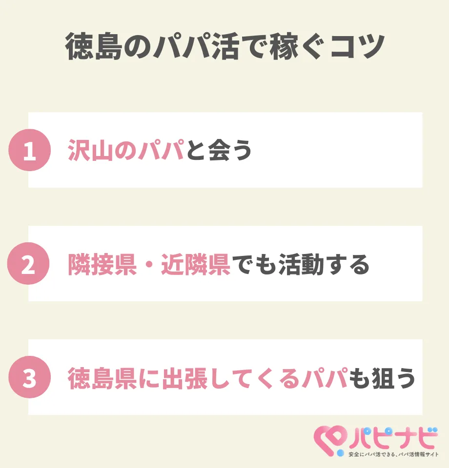 徳島県のパパ活で稼ぐコツ