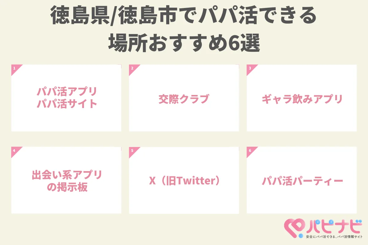 徳島県/徳島市でパパ活できる場所おすすめ6選