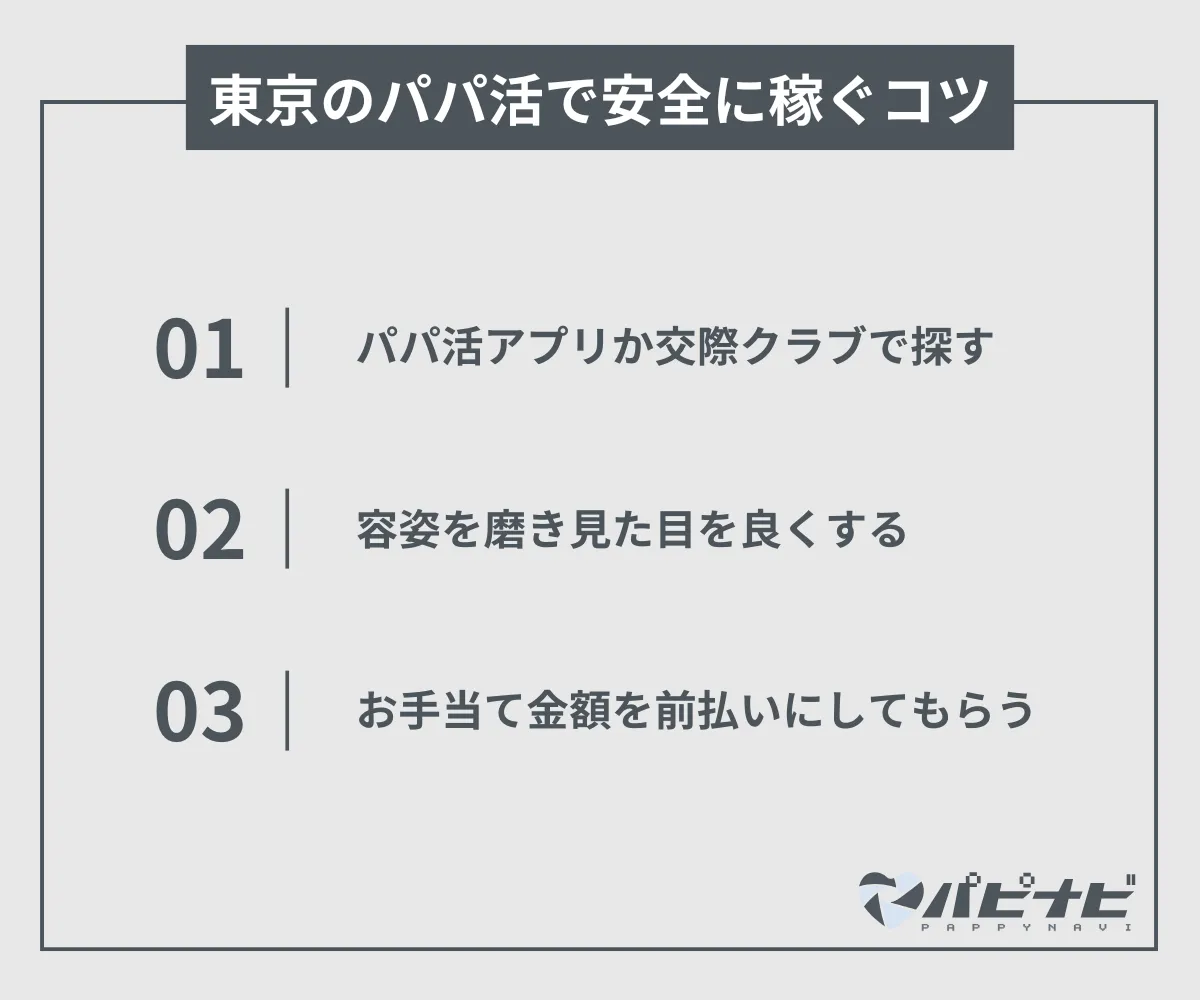 東京のパパ活で安全に稼ぐコツ