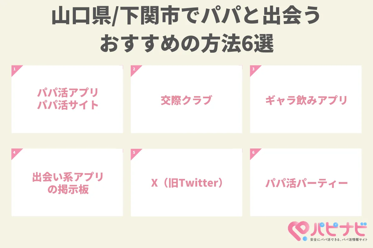 山口県/下関市でパパと出会うおすすめの方法6選