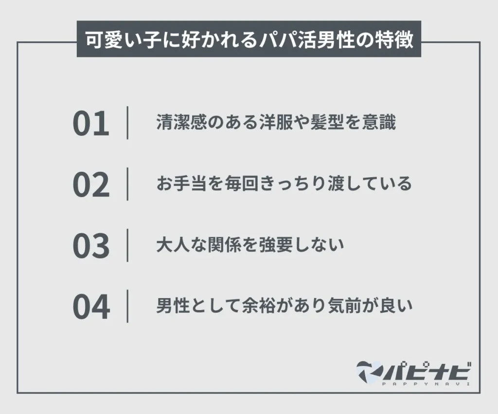 可愛い子に好かれるパパ活男性の特徴