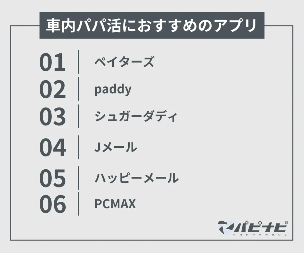 車内パパ活におすすめのアプリ